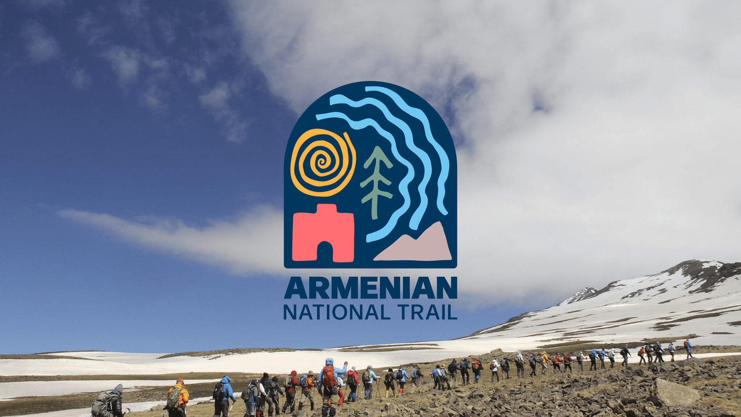 Armenian National Trail visual identity featuring mountain-inspired symbols
